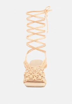 BEROE Latte Braided Handcrafted Lace Up Sandal -Rag & Co RCSH3120 LATTE 1 0b2c3387 81e8 4ba0 bcda 6dd0eff8a6eb