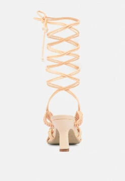 BEROE Latte Braided Handcrafted Lace Up Sandal -Rag & Co RCSH3120 LATTE 2 cee846bc 3387 4415 9f4c 5fca09c7e413