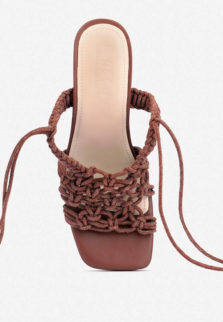 BEROE Mocca Braided Handcrafted Lace Up Sandal 9 BEROE Mocca Braided Handcrafted Lace Up Sandal - Image 7