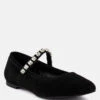 ASSISI Black Fine Suede Mary Jane Ballet Flats 2 ASSISI Black Fine Suede Mary Jane Ballet Flats -Rag & Co RCSH3269 BLACK 2