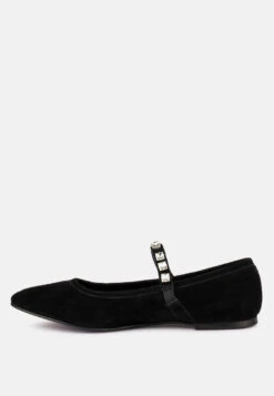 ASSISI Black Fine Suede Mary Jane Ballet Flats -Rag & Co RCSH3269 BLACK 3