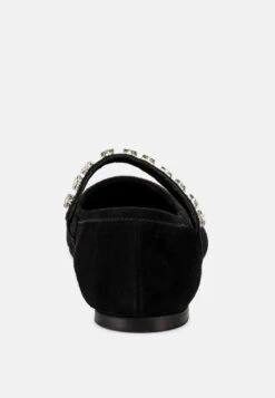 ASSISI Black Fine Suede Mary Jane Ballet Flats -Rag & Co RCSH3269 BLACK 6