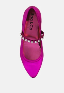 ALVERNO Metallic Diamante Mary Jane Leather Flats In Fuchsia 13 ALVERNO Metallic Diamante Mary Jane Leather Flats In Fuchsia -Rag & Co RCSH3270 FUSHIA 7