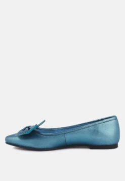 PIE-TRIBE Metallic Bow Ballerinas In Blue 11 PIE-TRIBE Metallic Bow Ballerinas In Blue -Rag & Co RCSH3274 BLUE 2