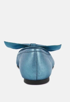 PIE-TRIBE Metallic Bow Ballerinas In Blue 12 PIE-TRIBE Metallic Bow Ballerinas In Blue -Rag & Co RCSH3274 BLUE 6