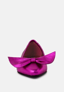 PIE-TRIBE Metallic Bow Ballerinas In Fuchsia -Rag & Co RCSH3274 FUSHIA 5