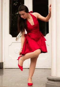 Laika Lace Kitten Heel Sandals 30 Laika Lace Kitten Heel Sandals -Rag & Co RCSH5112 RED Influencer Image