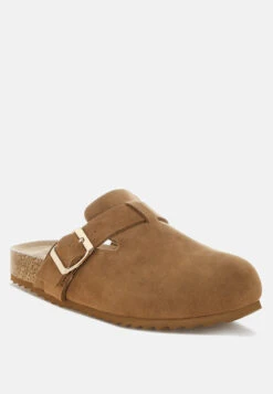 Ratiha Buckle Accent Slip-On Footbed Mules -Rag & Co RatihaBuckleAccentSlip OnFootbedMulesRCSH5708TAN 2