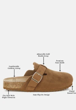 Ratiha Buckle Accent Slip-On Footbed Mules -Rag & Co RatihaBuckleAccentSlip OnFootbedMulesRCSH5708TAN 5