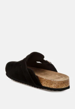 Ratiha Buckle Accent Slip-On Footbed Mules -Rag & Co Ratiha Buckle Accent Slip On Footbed Mules RCSH5708 BLACK 10