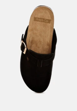 Ratiha Buckle Accent Slip-On Footbed Mules -Rag & Co Ratiha Buckle Accent Slip On Footbed Mules RCSH5708 BLACK 2
