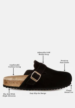 Ratiha Buckle Accent Slip-On Footbed Mules -Rag & Co Ratiha Buckle Accent Slip On Footbed Mules RCSH5708 BLACK 5