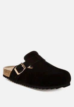 Ratiha Buckle Accent Slip-On Footbed Mules -Rag & Co Ratiha Buckle Accent Slip On Footbed Mules RCSH5708 BLACK 7