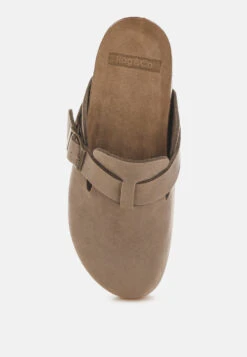 Ratiha Buckle Accent Slip-On Footbed Mules -Rag & Co Ratiha Buckle Accent Slip On Footbed Mules TAUPE 2