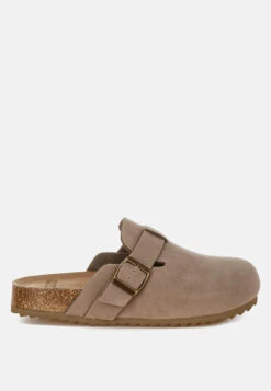 Ratiha Buckle Accent Slip-On Footbed Mules -Rag & Co Ratiha Buckle Accent Slip On Footbed Mules TAUPE 6