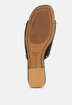 Renaldi Genuine Leather Studded Slip-On Flats 21 Renaldi Genuine Leather Studded Slip-On Flats -Rag & Co RenaldiGenuineLeatherStuddedSlip OnFlatsRCSH5576Black 2