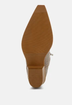 Costello Rhinestones Embellished Cowboy Boots -Rag & Co Rhinestones Embellished Cowboy Boots RCSH5261 taupe 3