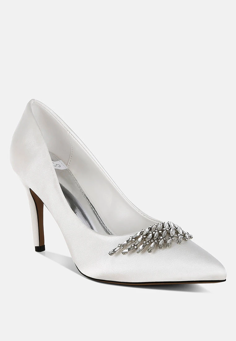 Rhodolia Diamante Brooch Detail Satin Pumps 3 Rhodolia Diamante Brooch Detail Satin Pumps - Image 2