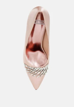 Rhodolia Diamante Brooch Detail Satin Pumps 29 Rhodolia Diamante Brooch Detail Satin Pumps -Rag & Co Rhodolia Diamante Brooch Detail Satin Pumps RCSH5306 BLUSH 1