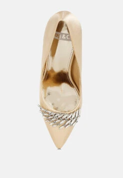 Rhodolia Diamante Brooch Detail Satin Pumps 35 Rhodolia Diamante Brooch Detail Satin Pumps -Rag & Co Rhodolia Diamante Brooch Detail Satin Pumps RCSH5306 GOLD 1