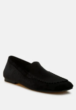 Robua Velvet Flat Loafers -Rag & Co Robua Velvet Flat Loafers RCSH5122 BLACK 6
