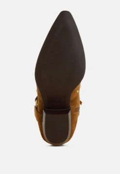 Rodeo Studded Real Suede Leather Ankle Boots -Rag & Co RodeoStuddedSuedeAnkleBootsRCSH5004BEIGE 1