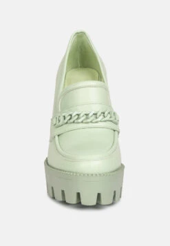 CORINNE Green Chain Embellished Chunky Loafers 11 CORINNE Green Chain Embellished Chunky Loafers -Rag & Co SH4184Green 3