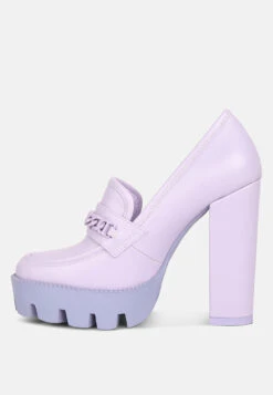 CORINNE Lilac Chain Embellished Chunky Loafers 11 CORINNE Lilac Chain Embellished Chunky Loafers -Rag & Co SH4184Lilac 1