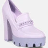 CORINNE Lilac Chain Embellished Chunky Loafers 1 CORINNE Lilac Chain Embellished Chunky Loafers -Rag & Co SH4184Lilac 6