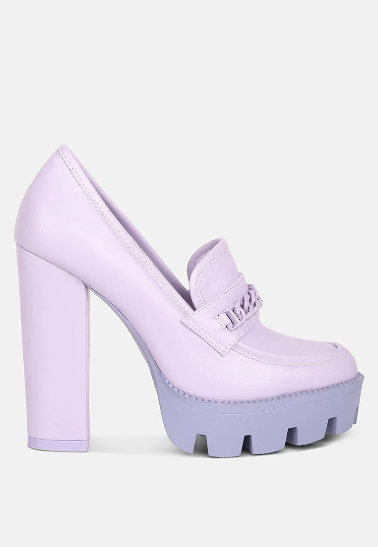 CORINNE Lilac Chain Embellished Chunky Loafers 4 CORINNE Lilac Chain Embellished Chunky Loafers - Image 2