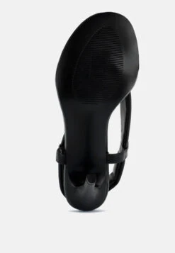 SINGLES Black Stiletto Heel Thong Sandals -Rag & Co SINGLESBlackHighHeeledThongSandals RCSH3037 black 3