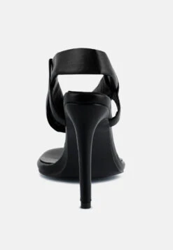 SINGLES Black Stiletto Heel Thong Sandals -Rag & Co SINGLESBlackHighHeeledThongSandals RCSH3037 black 9