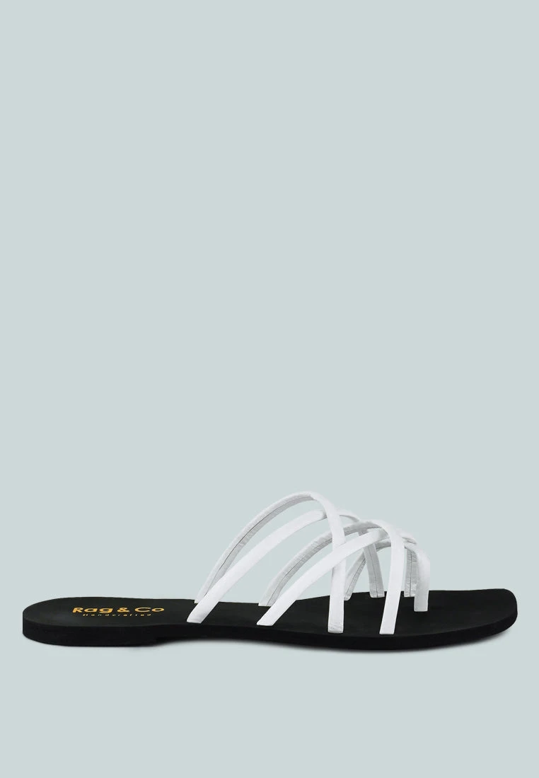 SWEETIN White Strappy Flat Slip On Sandals 5 SWEETIN White Strappy Flat Slip On Sandals - Image 3