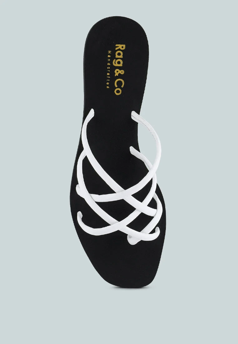 SWEETIN White Strappy Flat Slip On Sandals 9 SWEETIN White Strappy Flat Slip On Sandals - Image 7