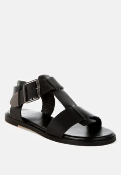 Shayla Gladiator Flat Sandals -Rag & Co Shayla Gladiator Flat Sandals RCSH5561 BLACK 1