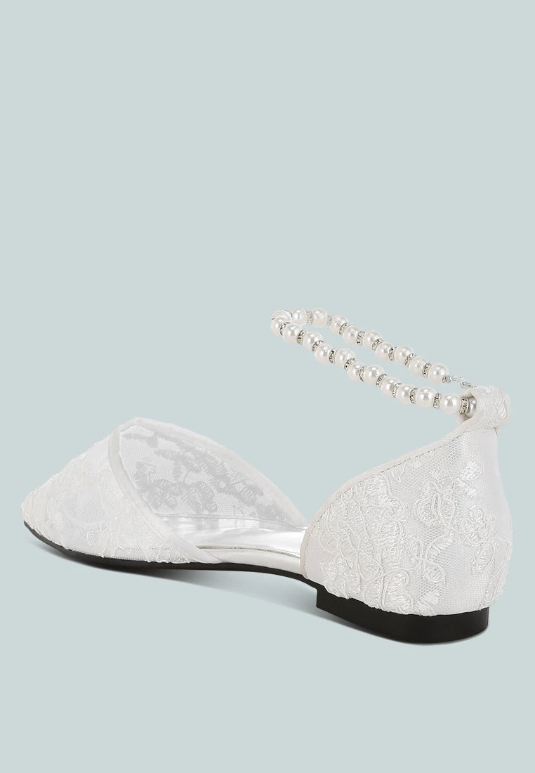 Shrami Pearl & Rhinestone Strap Flat Sandals 7 Shrami Pearl & Rhinestone Strap Flat Sandals - Image 5