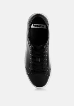 Strider Studs Embellished Chunky Sneakers -Rag & Co Strider Studs Embellished Chunky Sneakers RCSH5552 BLACK 3