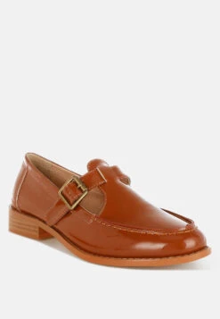 Swenson Patent Pleather Mary Jane Loafers -Rag & Co Swenson Patent Pleather Mary Jane Loafers RCSH5606 BROWN 6