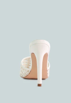 TEASE Off White Woven Stiletto Slides 13 TEASE Off White Woven Stiletto Slides -Rag & Co TEASEOffWhiteWovenHeeledSlides RCSH2909 Off White 6