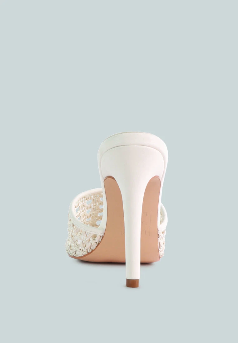 TEASE Off White Woven Stiletto Slides 7 TEASE Off White Woven Stiletto Slides - Image 5