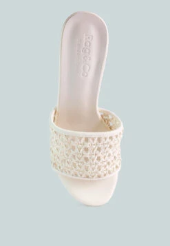 TEASE Off White Woven Stiletto Slides 14 TEASE Off White Woven Stiletto Slides -Rag & Co TEASEOffWhiteWovenHeeledSlides RCSH2909 Off White 7