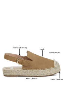 Affie Genuine Suede Slingback Strap Espadrilles -Rag & Co Tan Suede Slingback Strap Espadrilles RCSH4637 Tan 2