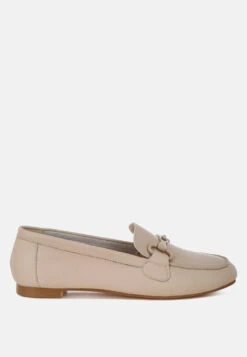Taranis Monochromatic Horsebit Real Leather Loafers 17 Taranis Monochromatic Horsebit Real Leather Loafers -Rag & Co TaranisMonochromaticHorsebitRealLeatherLoafersRCSH5478BEIGE 5
