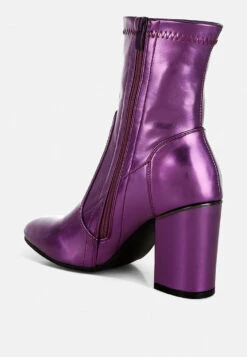 Tirana Metallic Pleather Sock Boots -Rag & Co Tirana Metallic Pleather Sock Boots RCSH5207 PURPLE 2