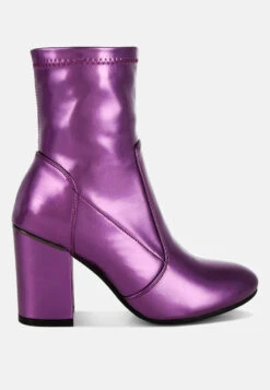 Tirana Metallic Pleather Sock Boots -Rag & Co Tirana Metallic Pleather Sock Boots RCSH5207 PURPLE 8