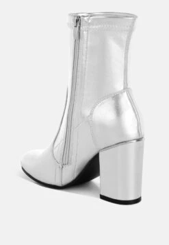 Tirana Metallic Pleather Sock Boots -Rag & Co Tirana Metallic Pleather Sock Boots RCSH5207 SILVER 2