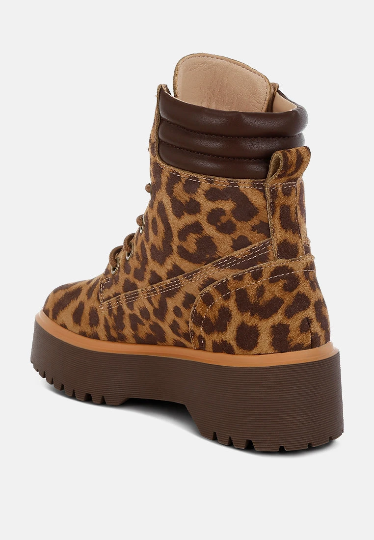 Ujola High Ankle Leopard Real Suede Leather Boots - Image 3