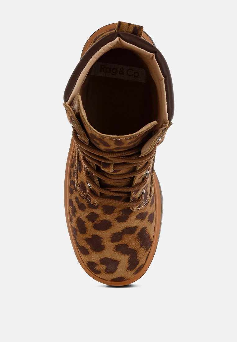 Ujola High Ankle Leopard Real Suede Leather Boots - Image 4