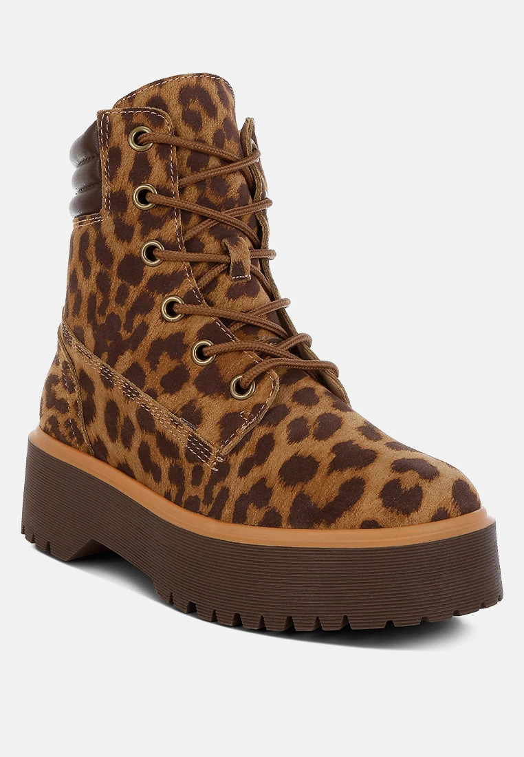 Ujola High Ankle Leopard Real Suede Leather Boots - Image 2