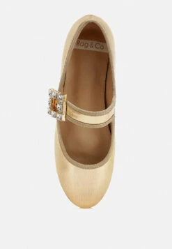 Upstage Brooch Mary Jane Ballerinas -Rag & Co UpstageBroochMaryJaneSandals RCSH4805GOLD 6